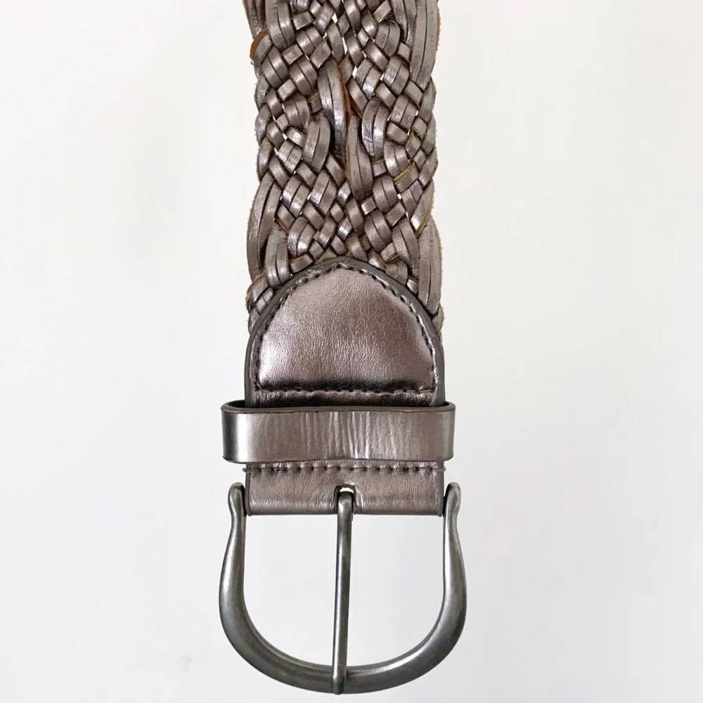 GAP Silver Gray Braided Wide Belt Y2K Vintage Boho Western Festival Whimsigoth S